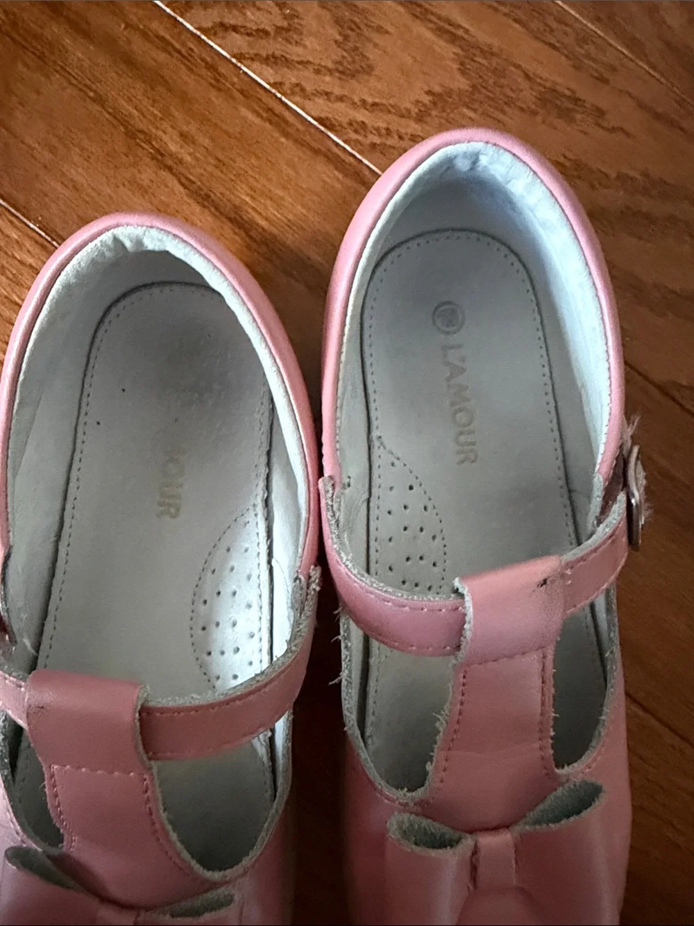 L’amour Girls Pink T-Strap Bow Mary Jane Shoes